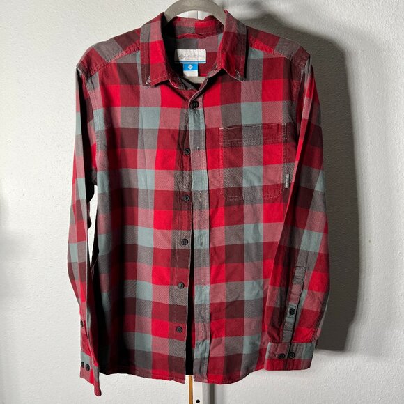 Columbia Other - Columbia 100% Cotton Red & Grey Long-Sleeve Button-Up SZ Small